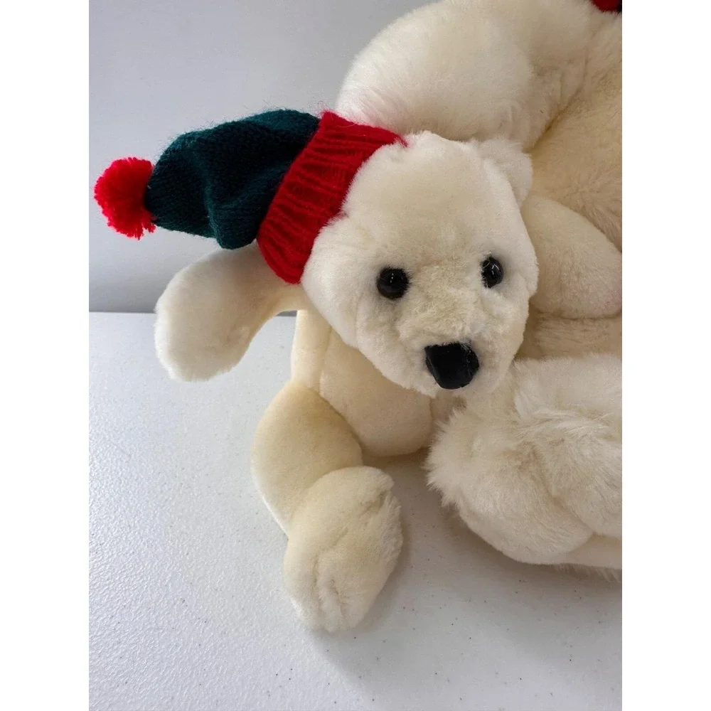 Kids Preferred Polar Bear Mama Baby Plush Set Scarf Hat Christmas 12